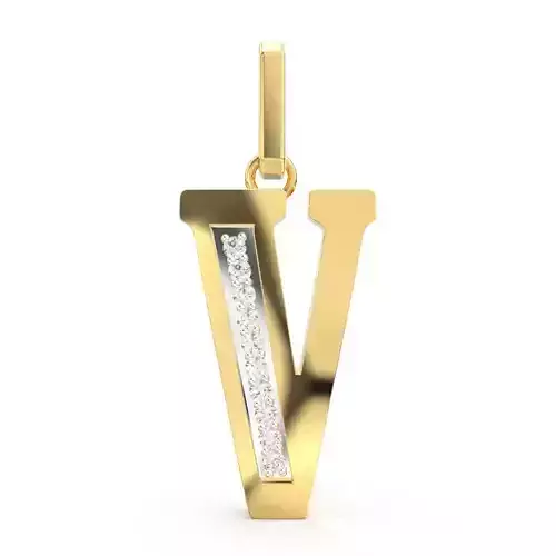 V SCRIPT DIAMOND PENDANT