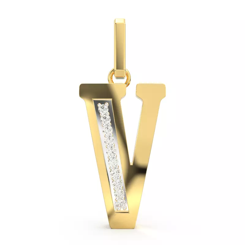 V SCRIPT DIAMOND PENDANT 3D print model