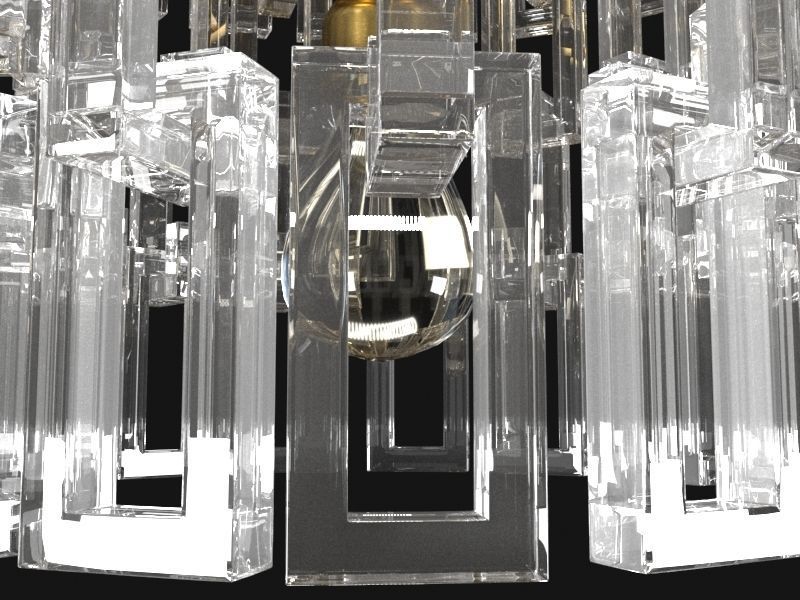 Chandelier made of glass and gold 3D model_1