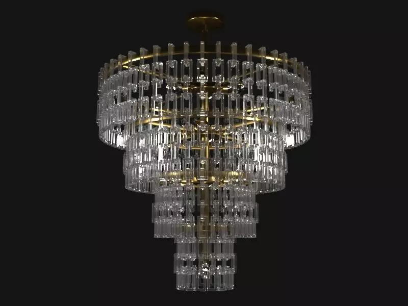 Chandelier made of glass and gold 3D model_0