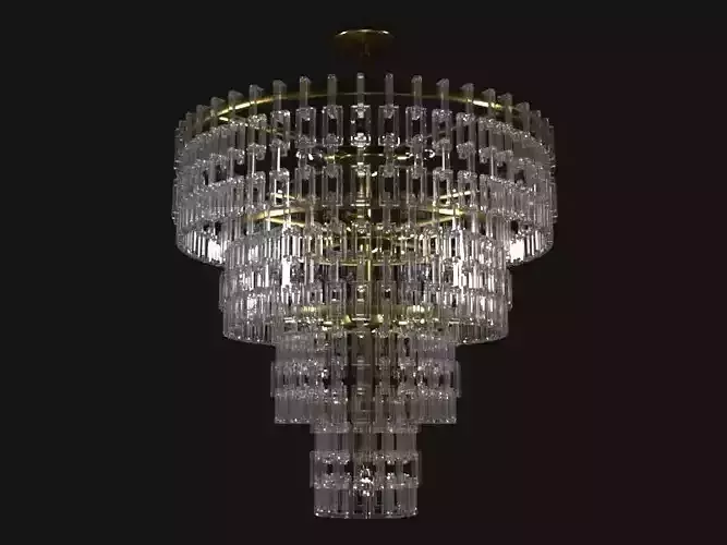 Chandelier made of glass and gold 3D model