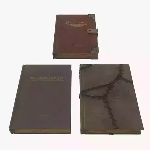 Low Poly Rigged Necronomicon Book Model Pack With PBR Materials Low-poly 3D model