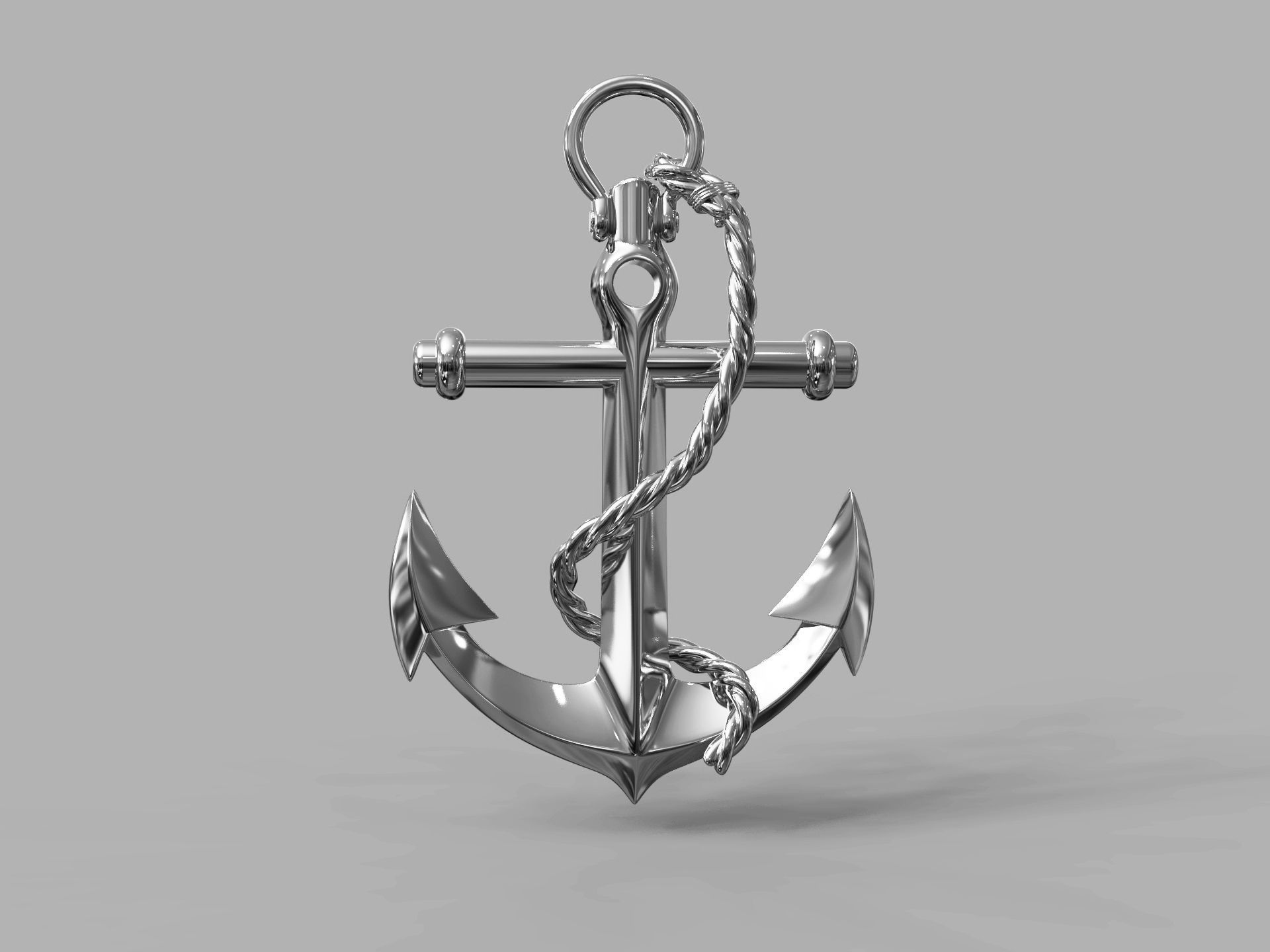 Anchor silver 3D model_3