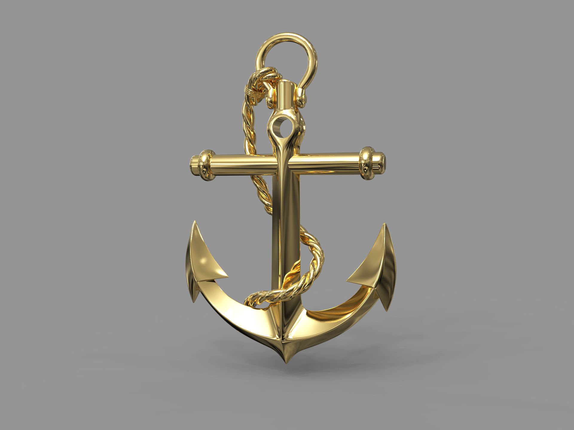 Anchor silver 3D model_4