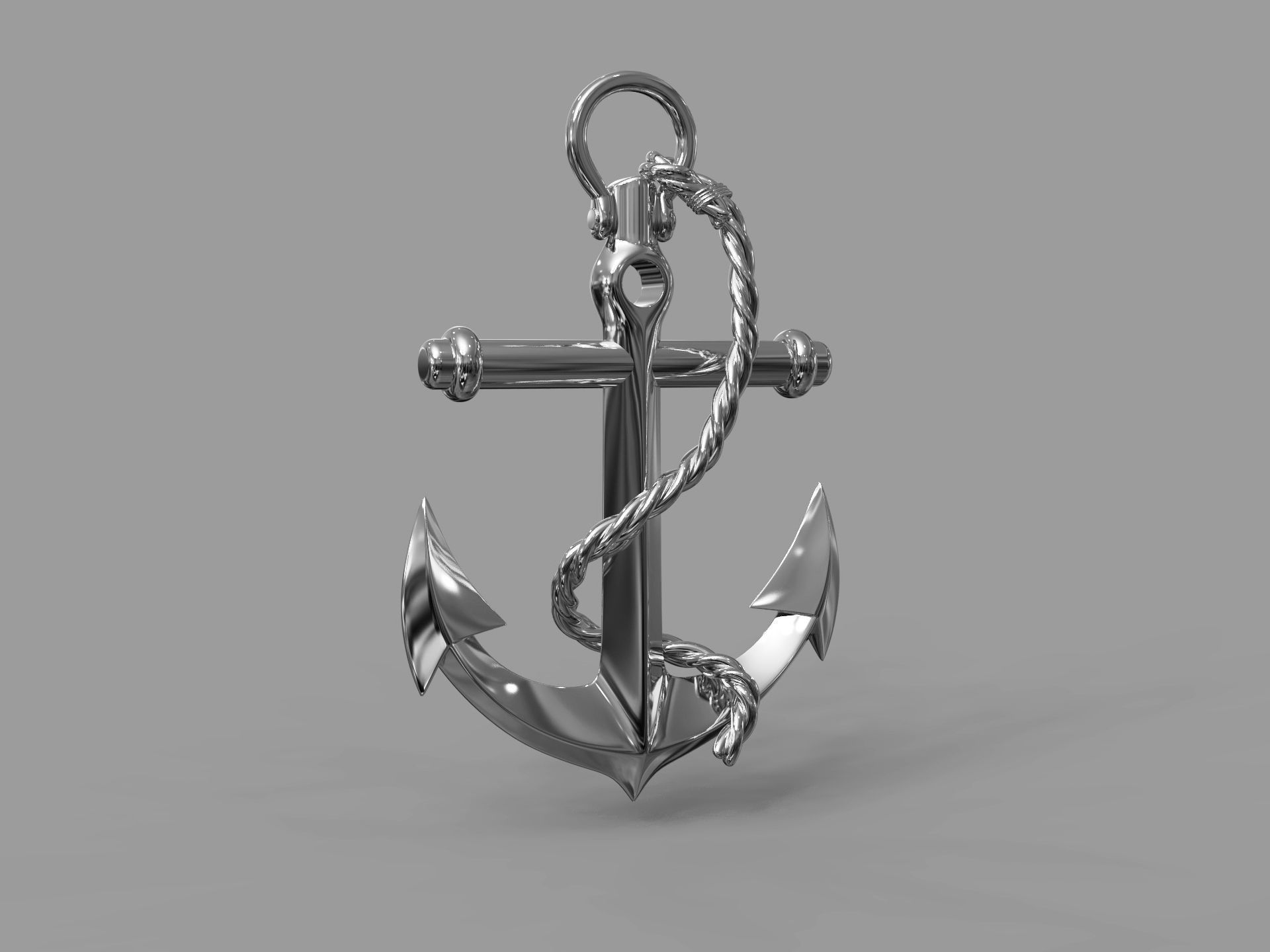 Anchor silver 3D model_6