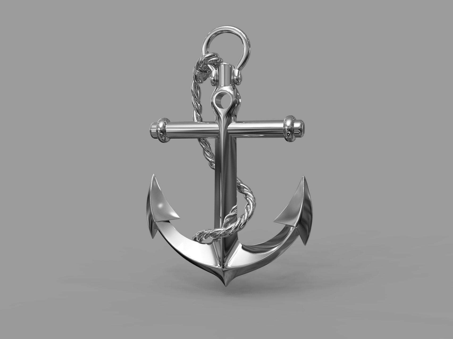Anchor silver 3D model_7
