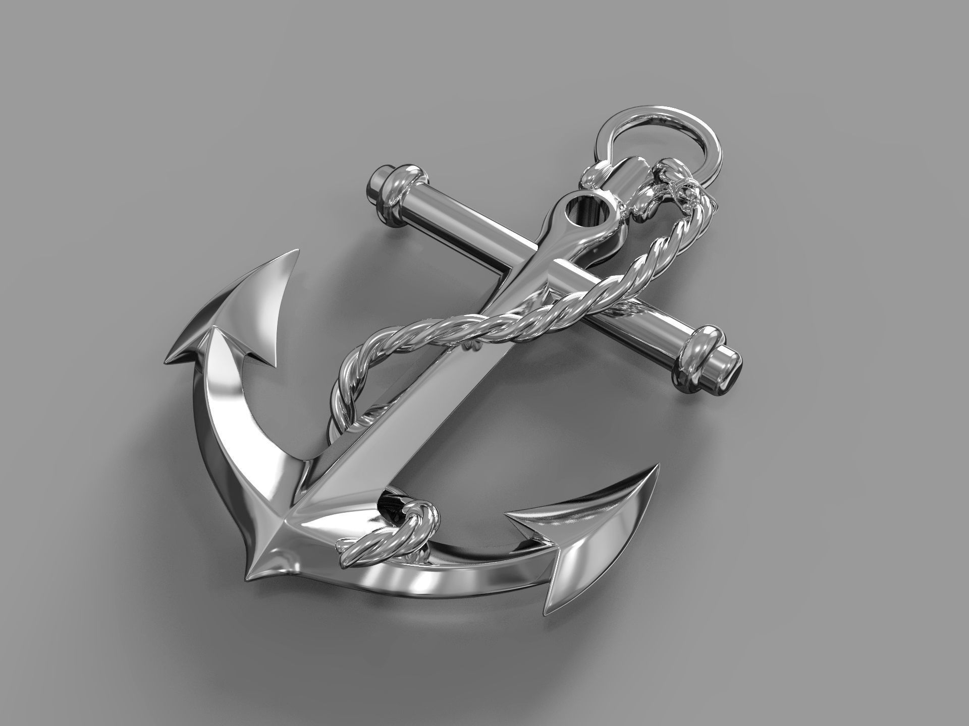 Anchor silver 3D model_5