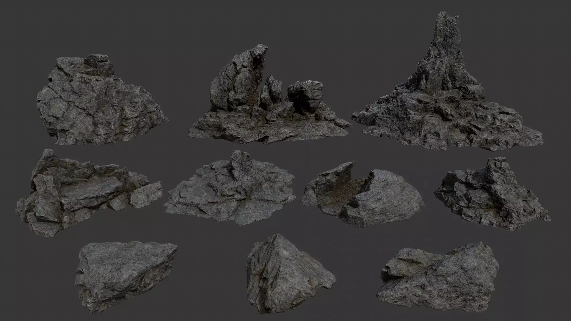 rocks rock Low-poly 3D model_0