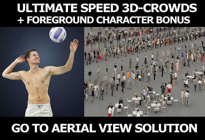 3d people crowd and foreground Virtue beach volleyball sport man 3D Model Collection