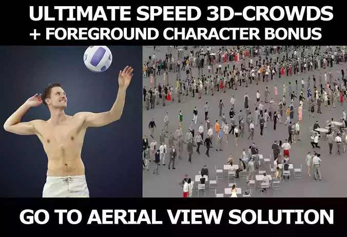 3d people crowd and foreground Virtue beach volleyball sport man 3D Model Collection