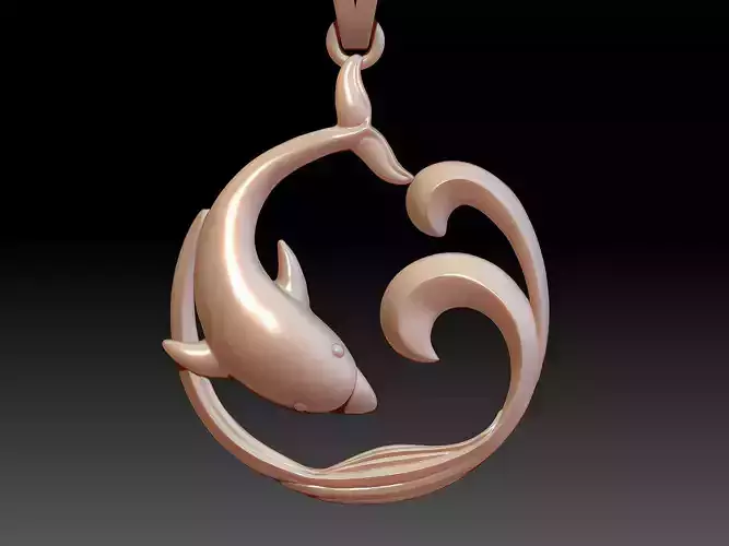 fashion Dolphin Pendant Silver Gold  Print