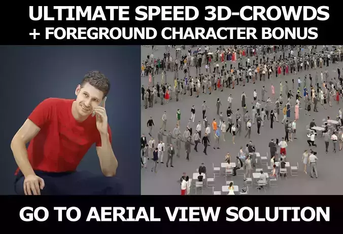 3d crowds and a foreground sitting Jayne phone casual man  3D Model Collection