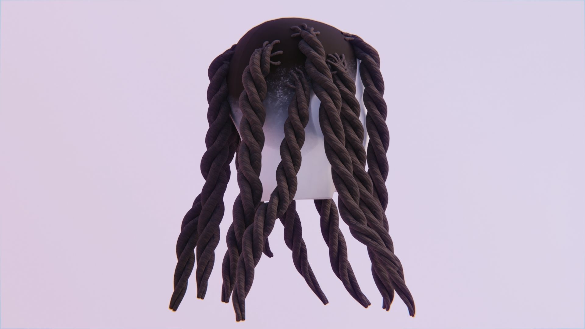 Large Braided Dreads Low-poly 3D model_3