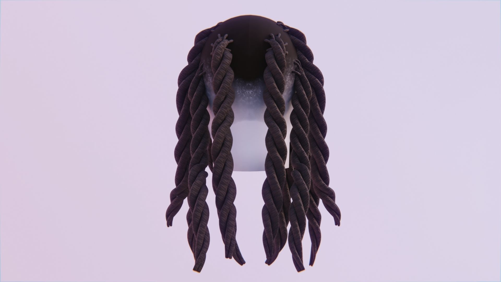 Large Braided Dreads Low-poly 3D model_2