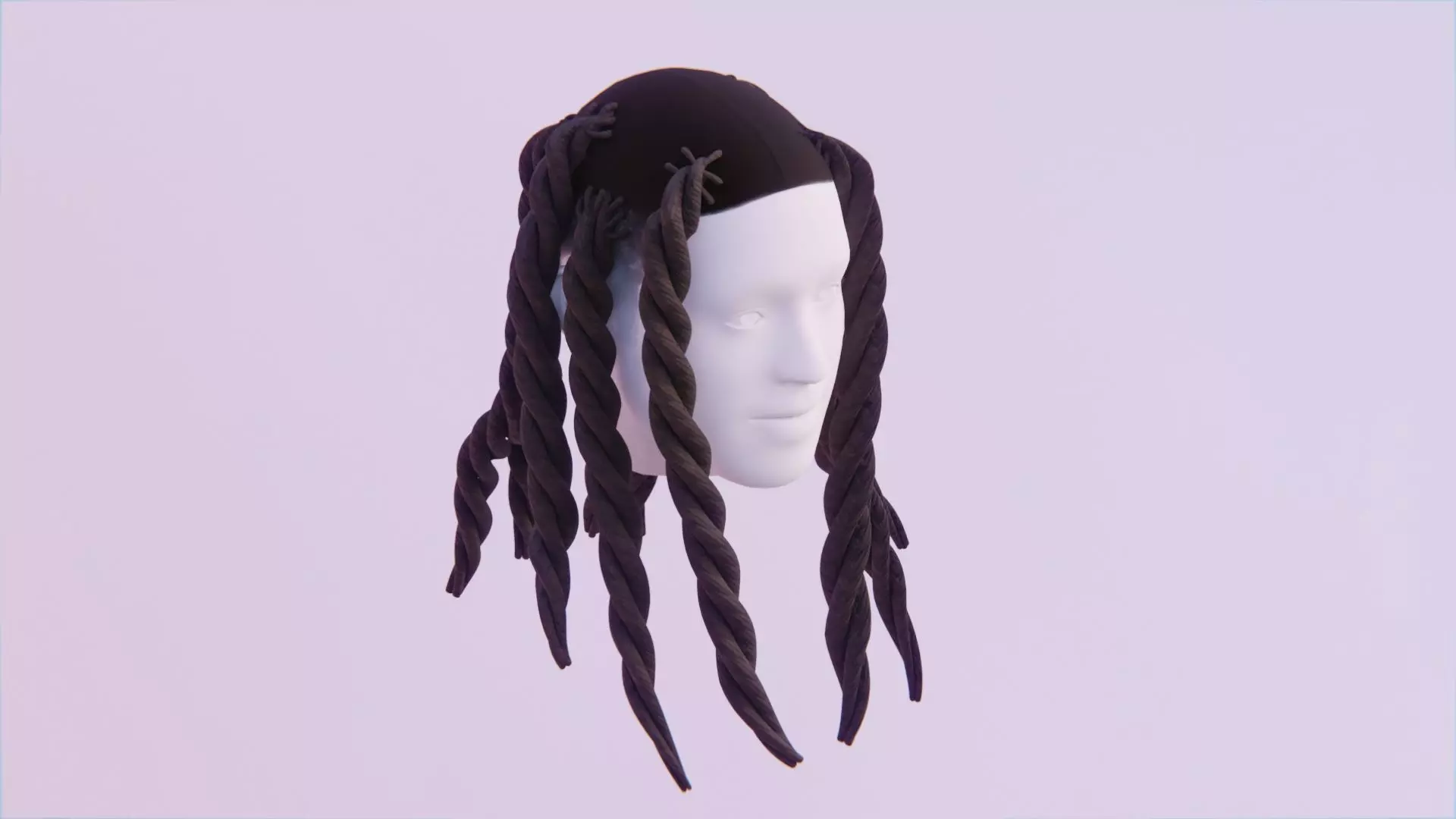 Large Braided Dreads Low-poly 3D model_0