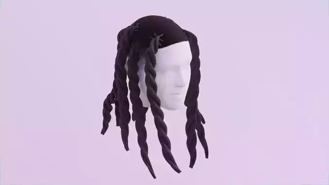 Large Braided Dreads Low-poly 3D model