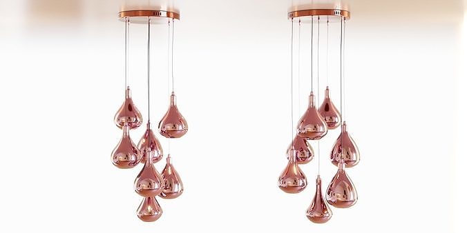 Copper Mirror Ball Pendant Light 3D model