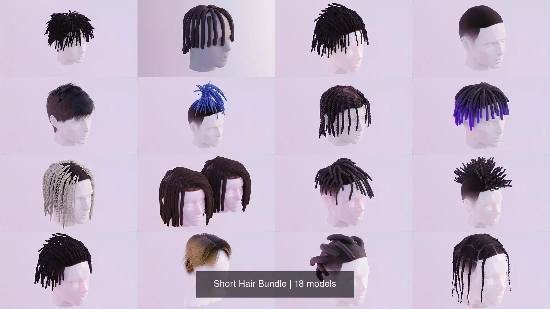 Short Hair Bundle 3D Model Collection_1