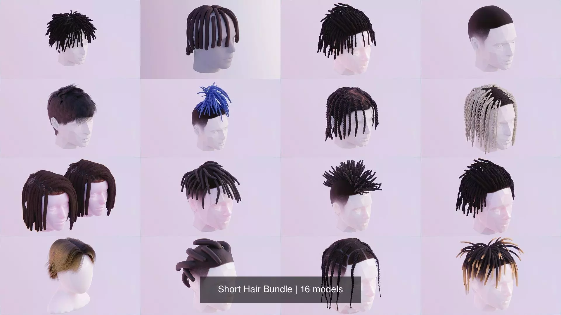 Short Hair Bundle 3D Model Collection_0