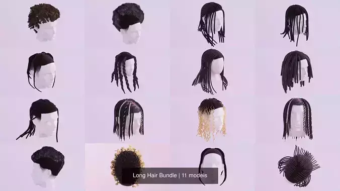 Long Hair Bundle 3D Model Collection