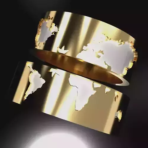 World Map Wedding Ring 