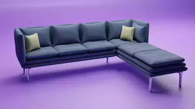 Blue Modern sofa with cushions