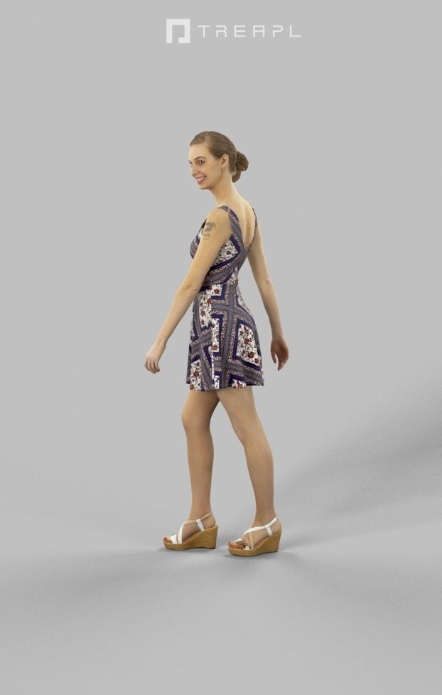 3d crowds and a foreground walking casual woman Aspiration 3D Model Collection_15