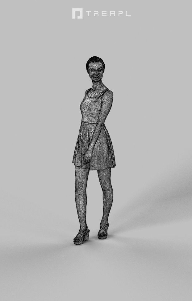 3d crowds and a foreground walking casual woman Aspiration 3D Model Collection_19