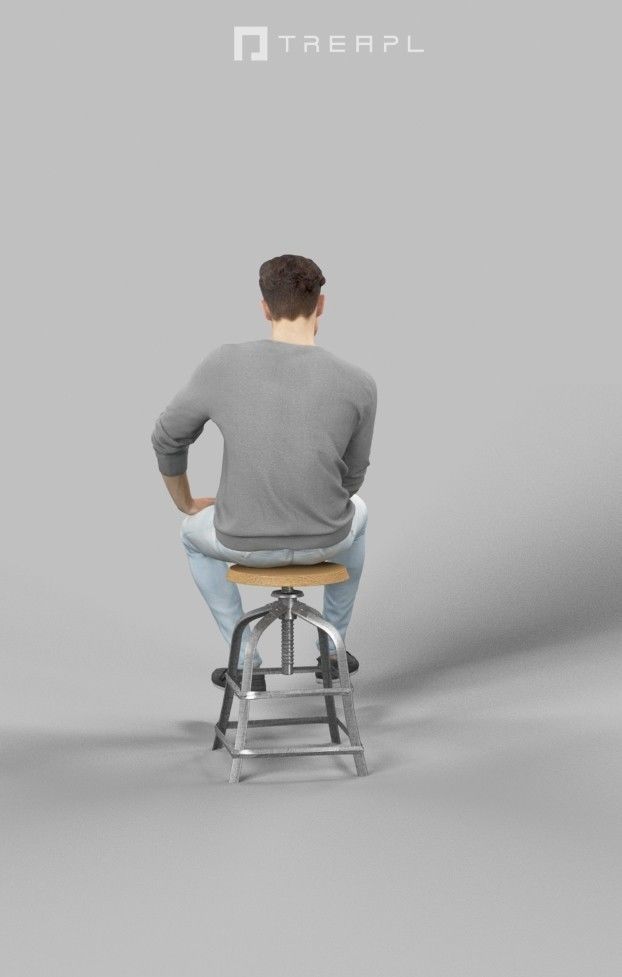 3d crowds and a foreground Virtue phone casual sitting man 3D Model Collection_13