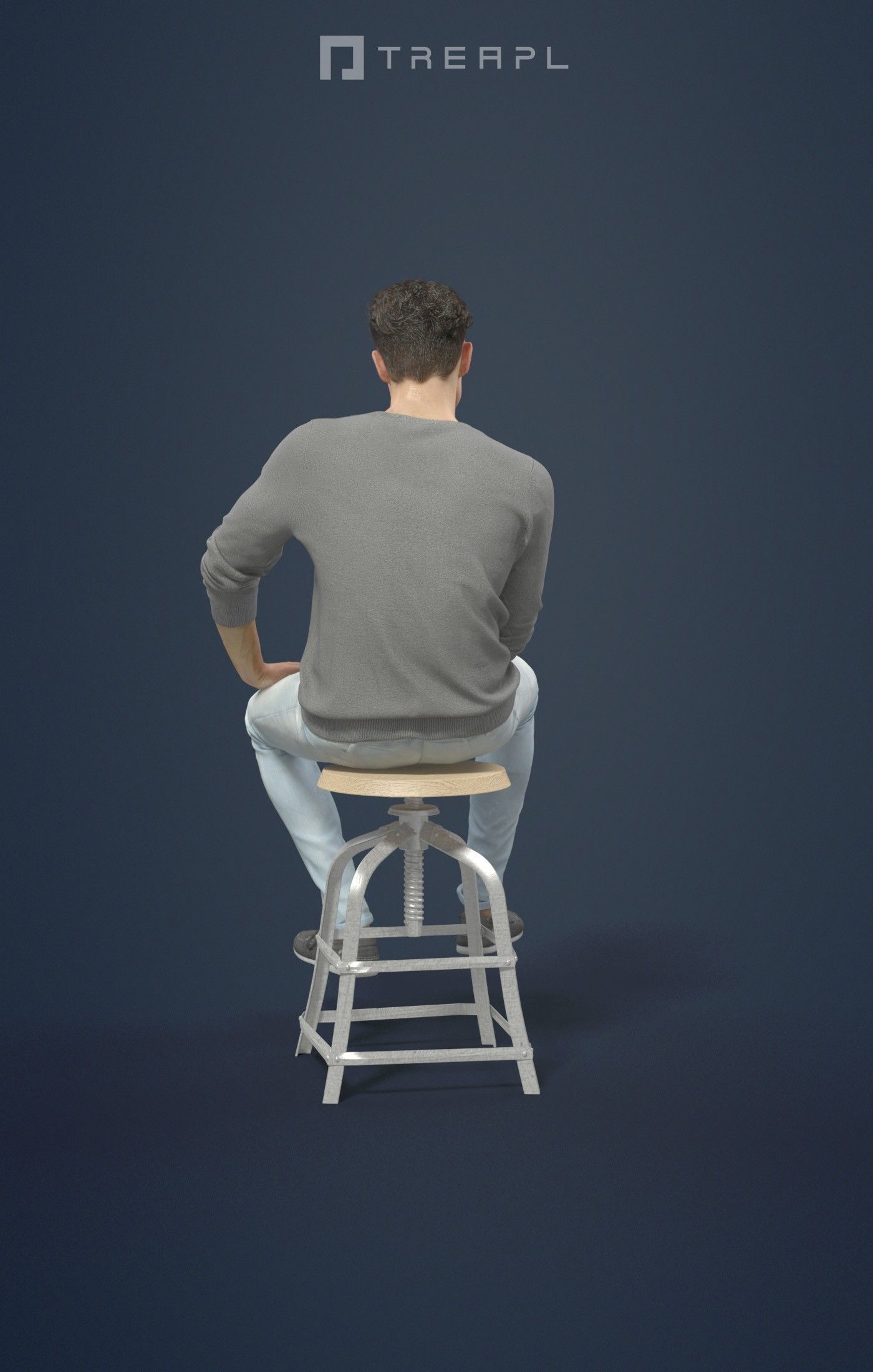 3d crowds and a foreground Virtue phone casual sitting man 3D Model Collection_21