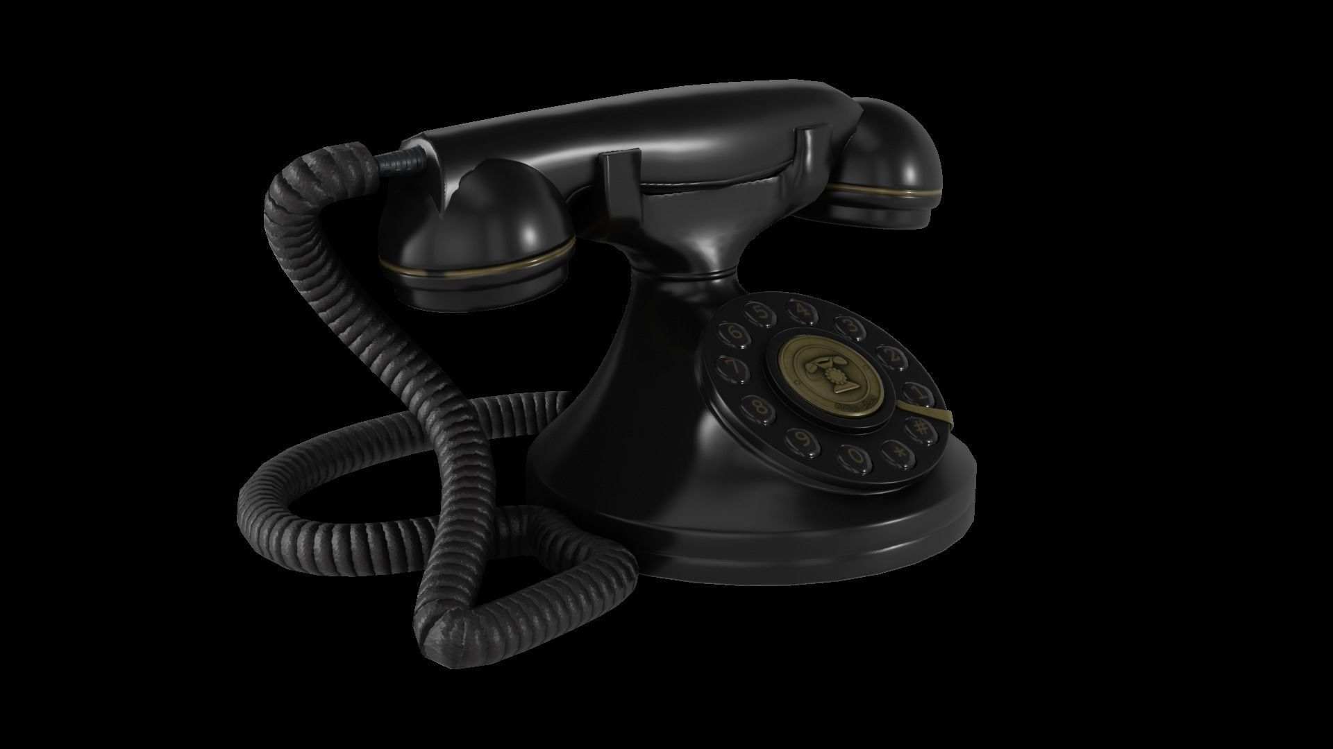 Retro phone Low-poly 3D model_3