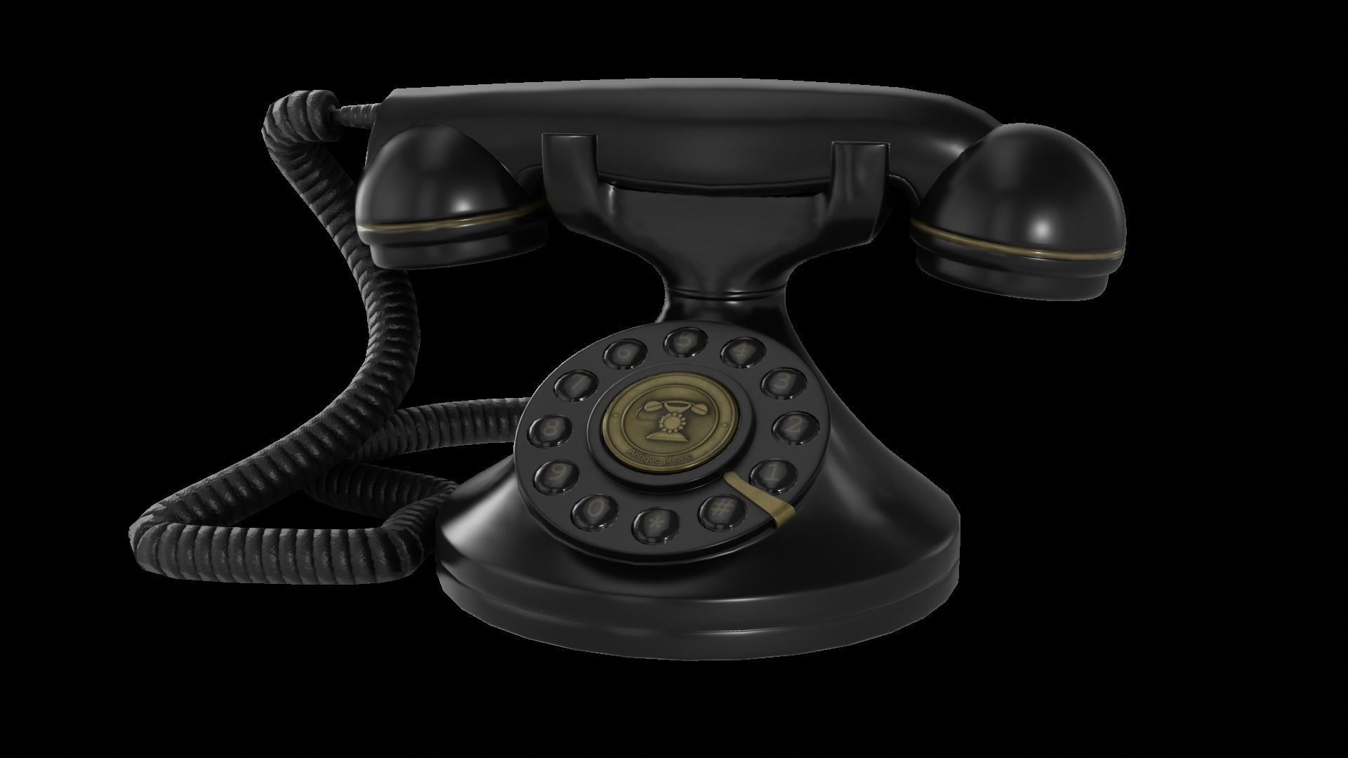 Retro phone Low-poly 3D model_2