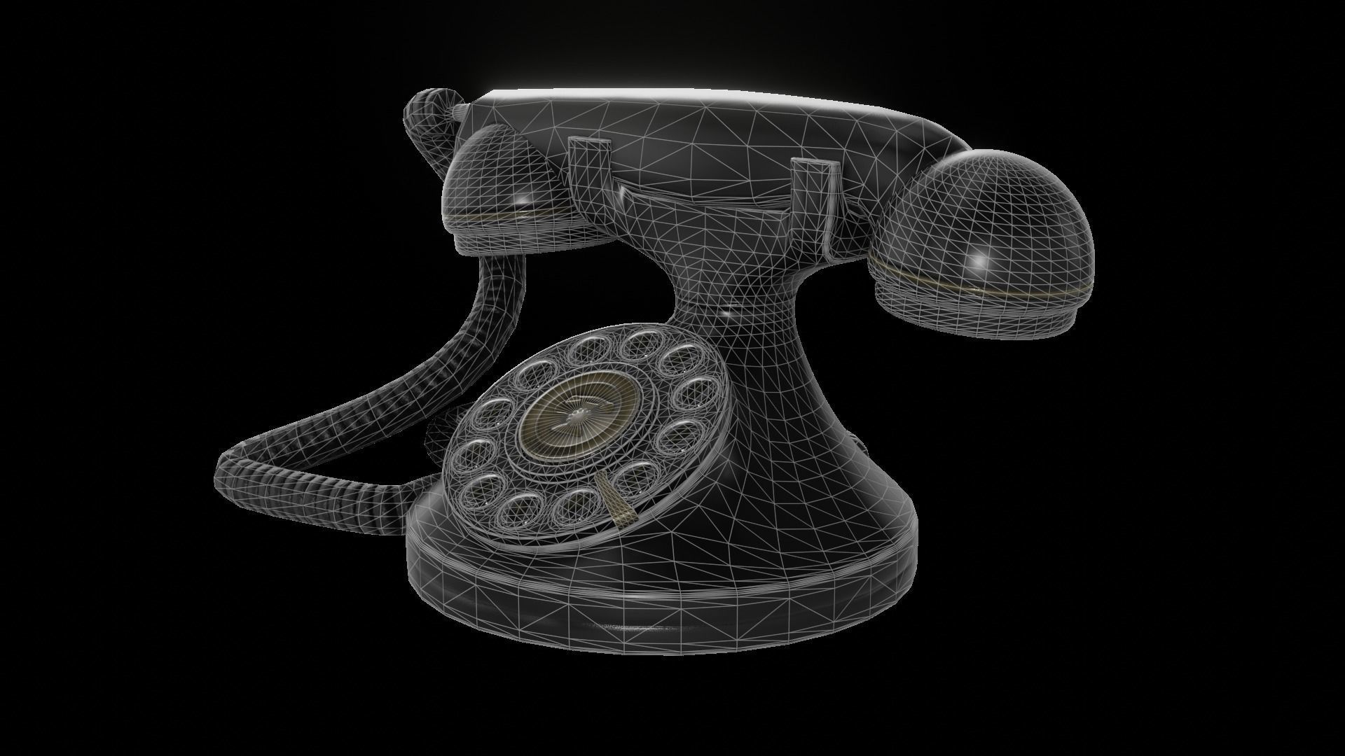 Retro phone Low-poly 3D model_5