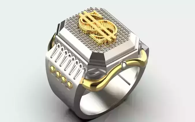 Men dollar ring with gold print