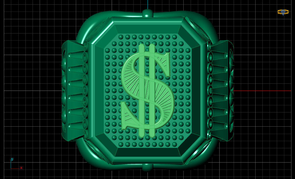 Men dollar ring with gold print 3D print model_10
