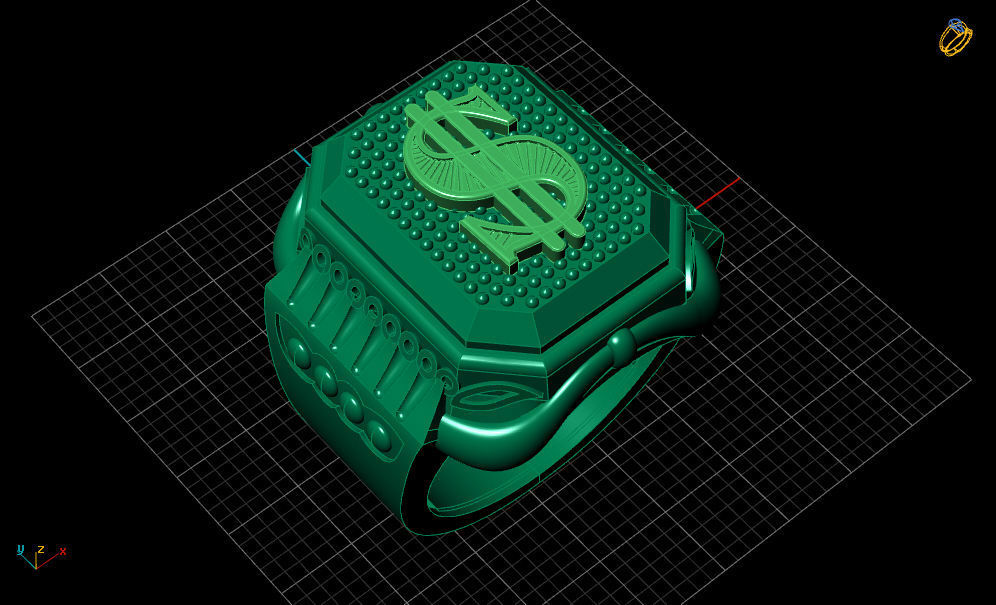 Men dollar ring with gold print 3D print model_11