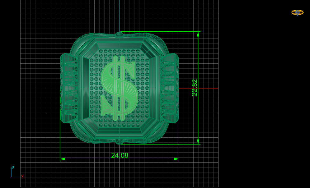 Men dollar ring with gold print 3D print model_7