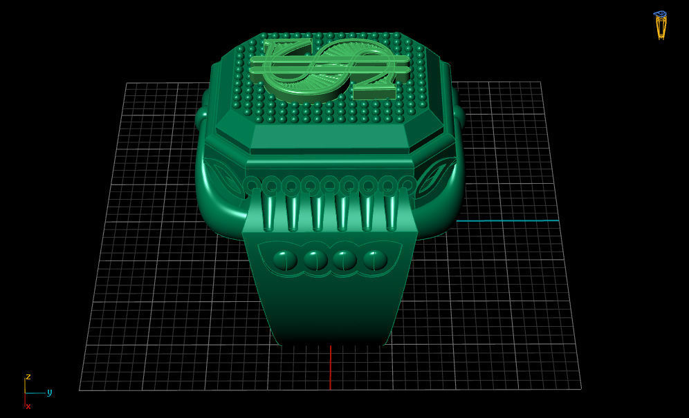 Men dollar ring with gold print 3D print model_12