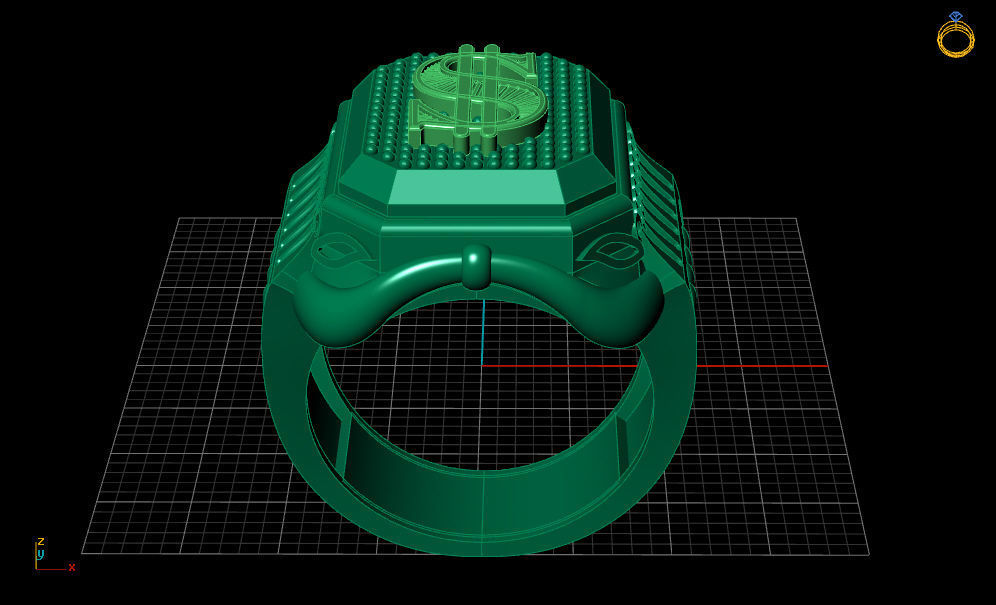Men dollar ring with gold print 3D print model_13