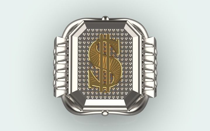 Men dollar ring with gold print 3D print model_6