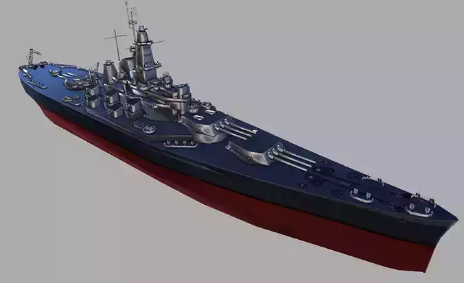 Alabama 1944 BattleShip Low-poly 3D model