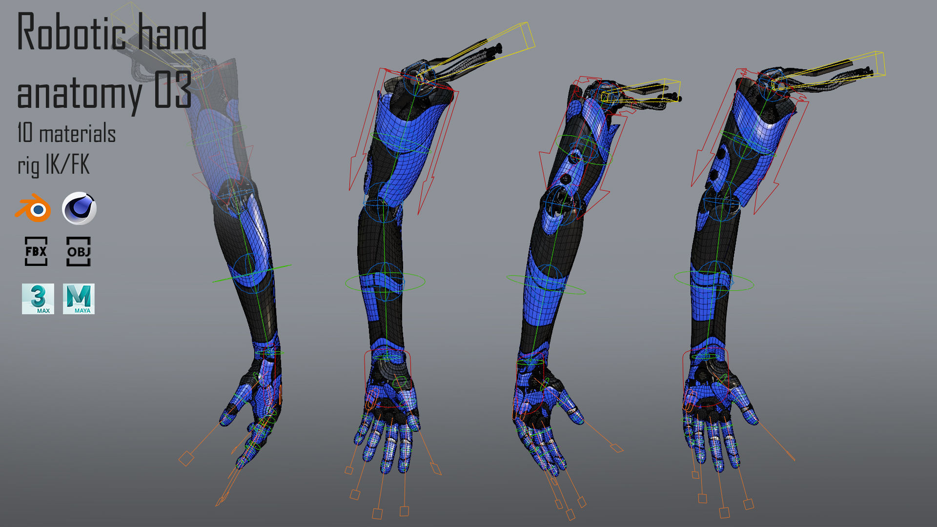 Robotic hand anatomy 03 3D model_14