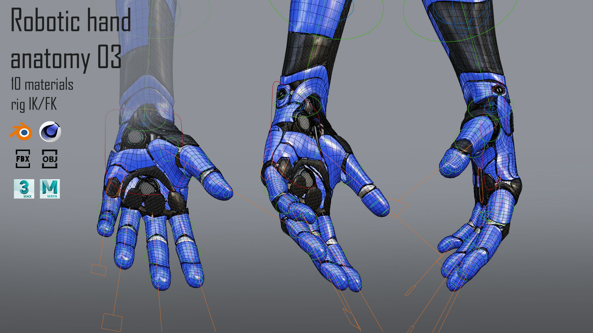 Robotic hand anatomy 03 3D model_8