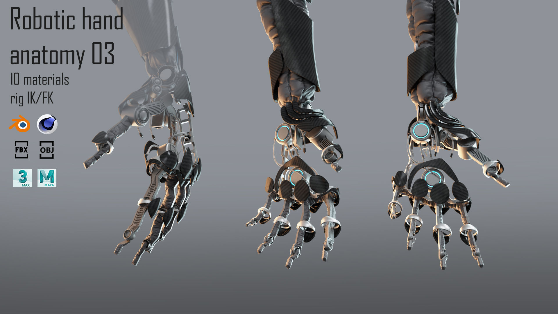 Robotic hand anatomy 03 3D model_10