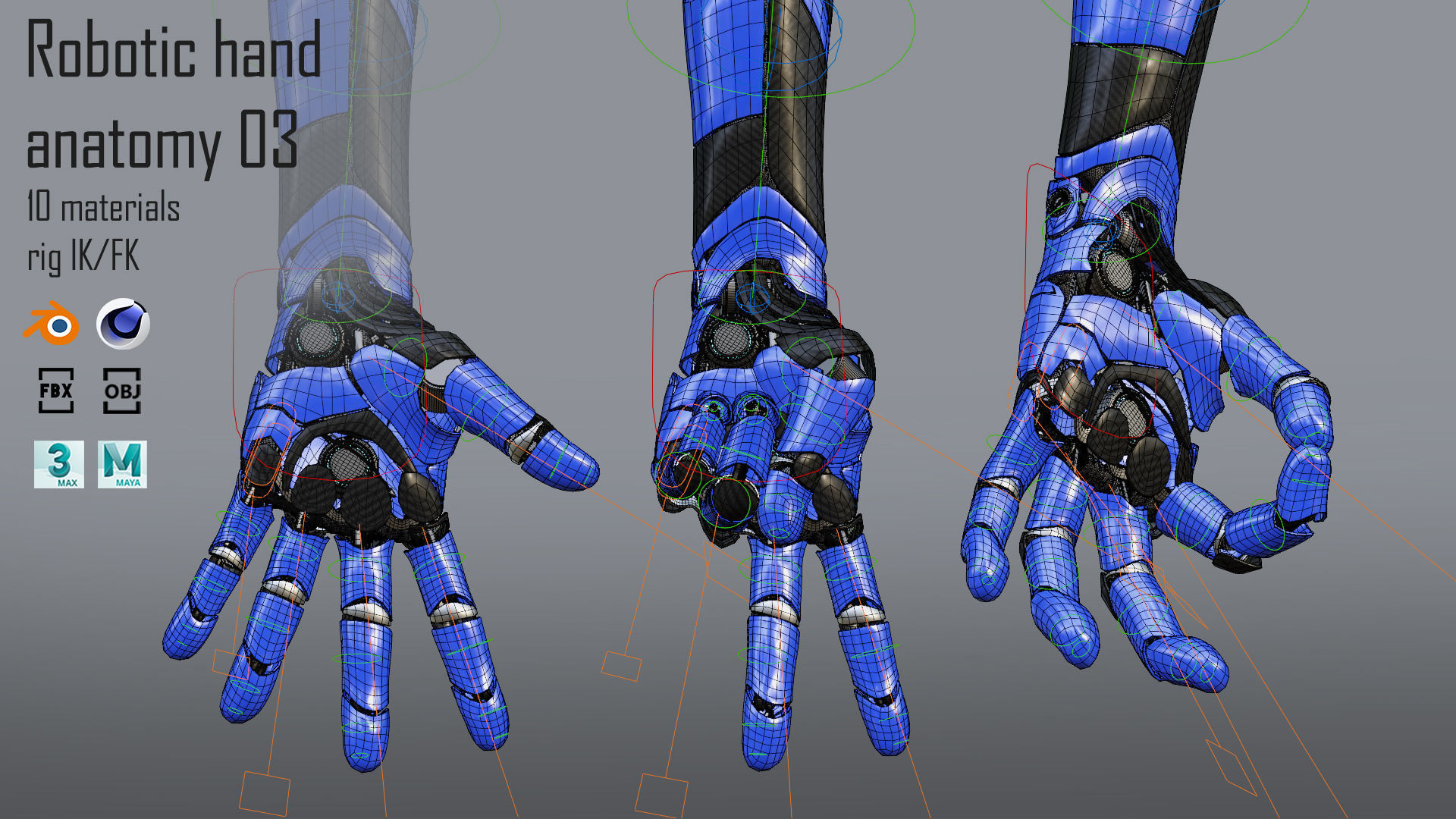 Robotic hand anatomy 03 3D model_5