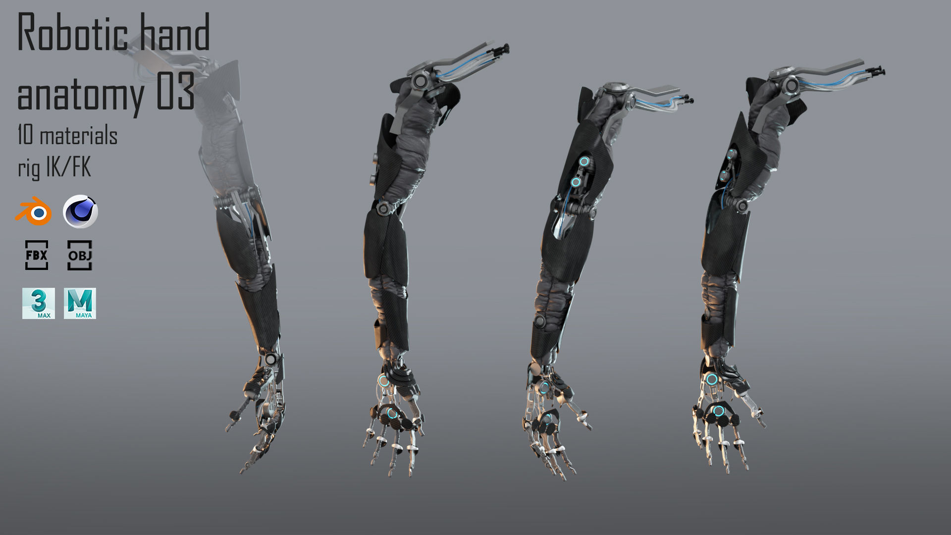 Robotic hand anatomy 03 3D model_13