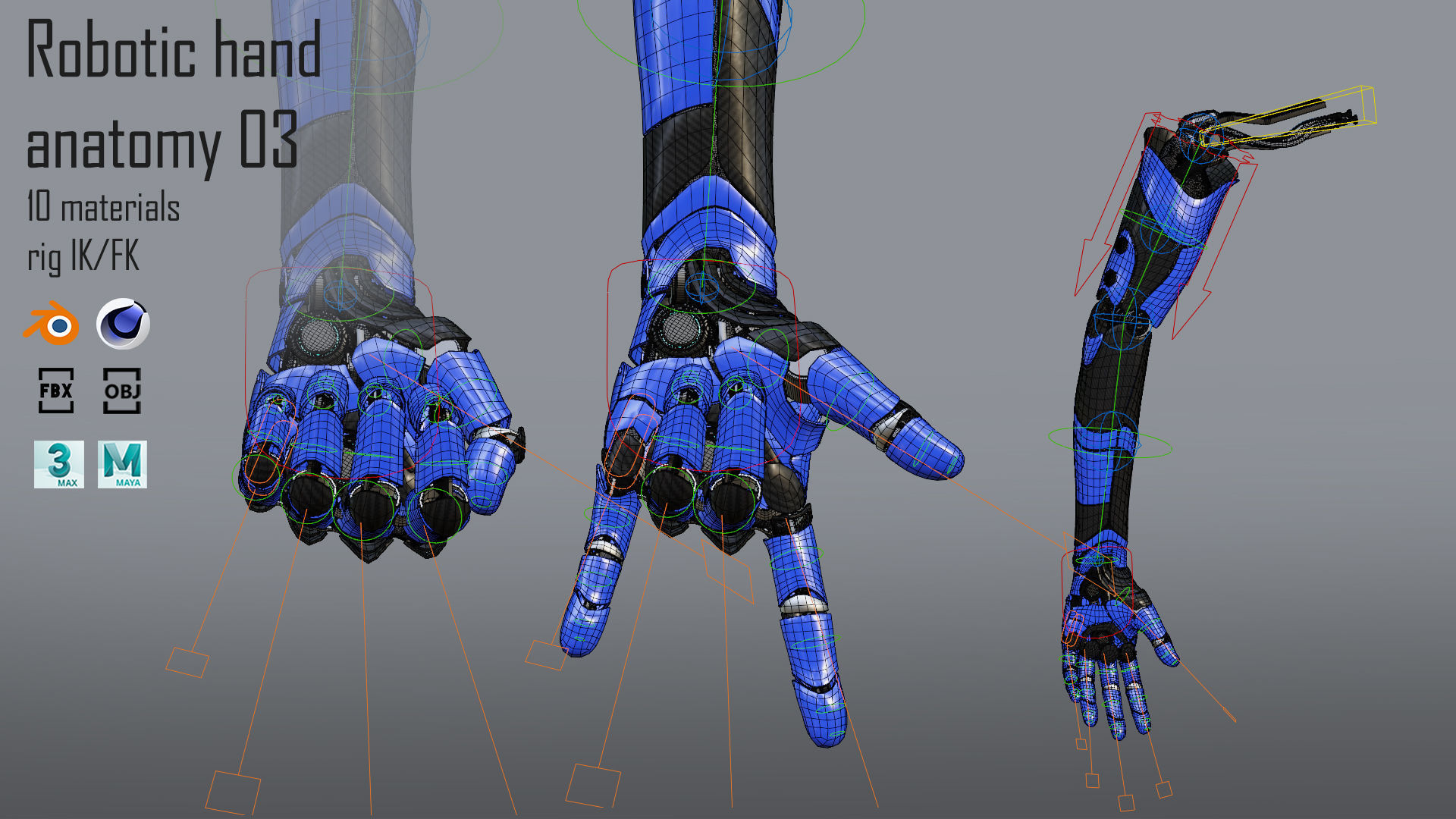 Robotic hand anatomy 03 3D model_2