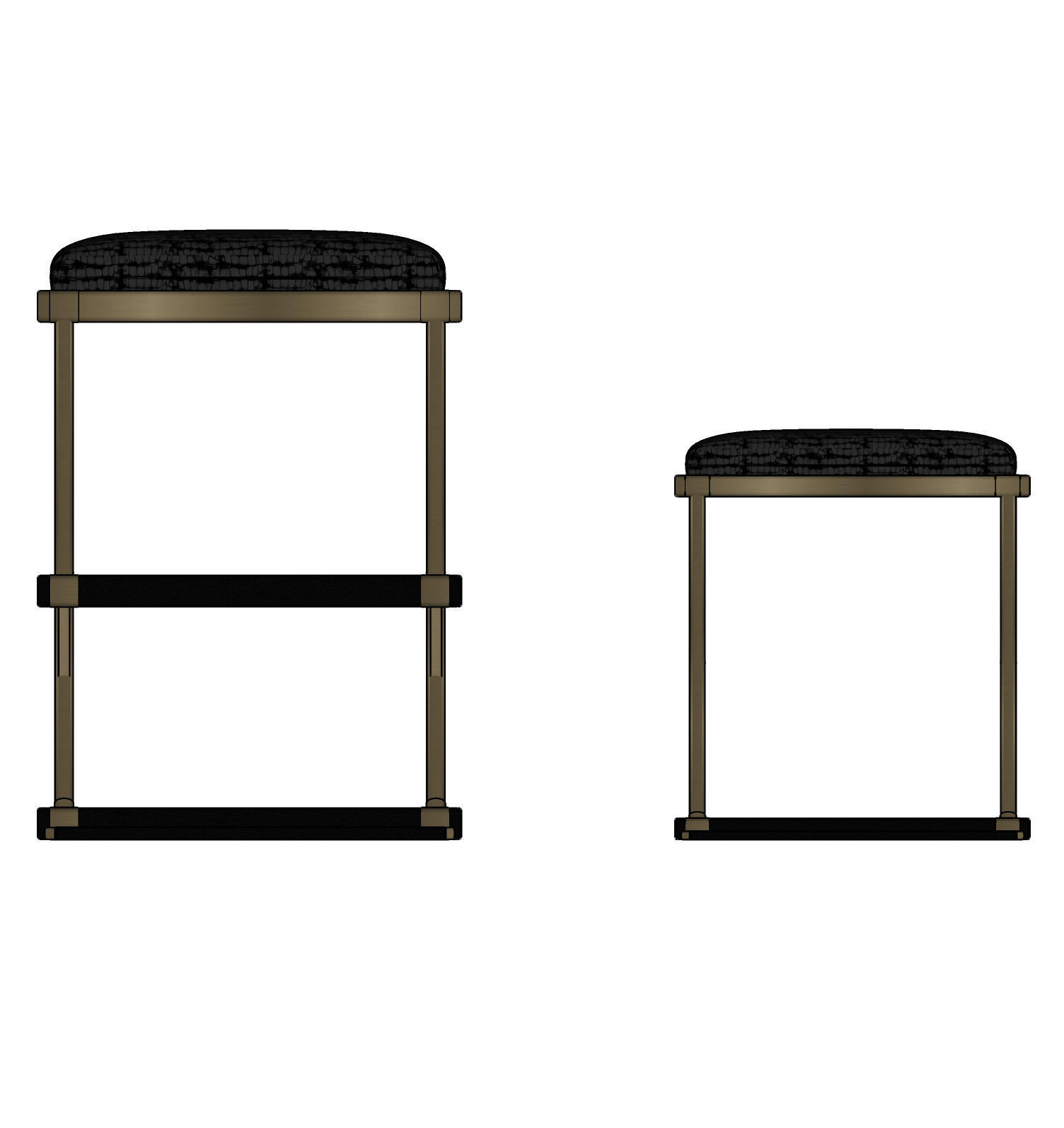 Leather Stool Set 3D model_3