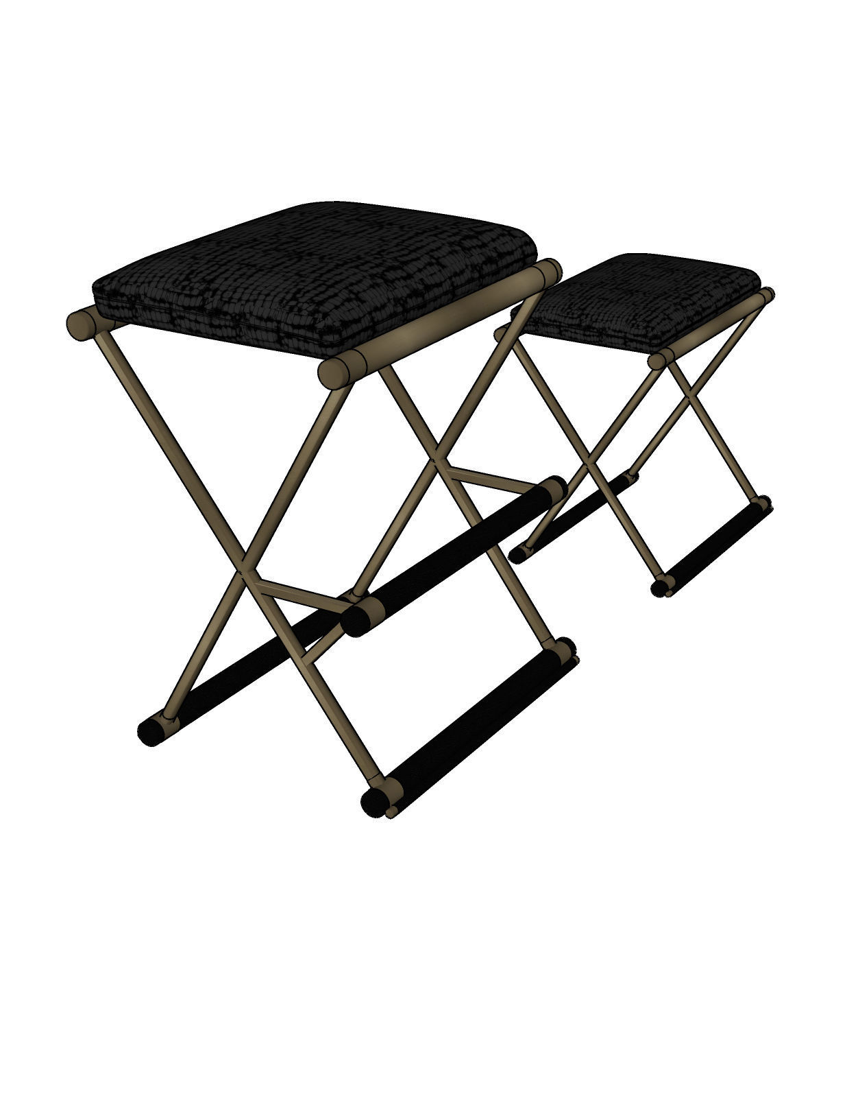 Leather Stool Set 3D model_2