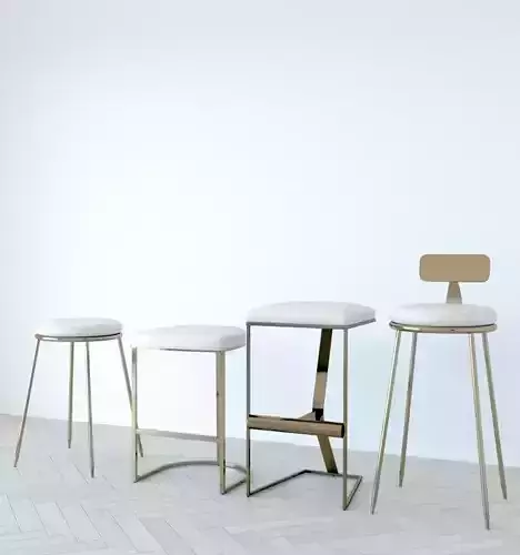Bar and Counter  Stools Set 3D model